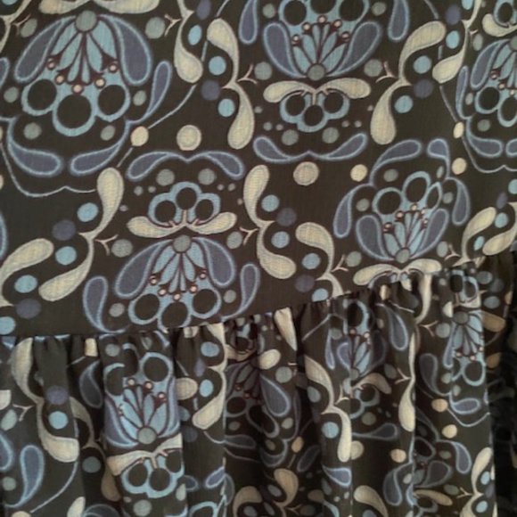 ANNA SUI For UNIQLO Blk/Ivory Chiffon Half Sleeve Boho Dress - M - Picture 3 of 7